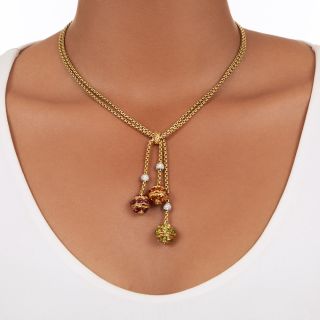 David Yurman Jewel Ball and Diamond 'Y' Necklace 