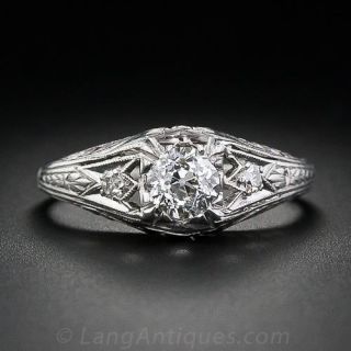  Deco Delicate .50 Carat Diamond Engagement Ring