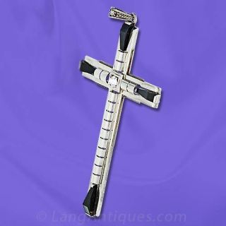 Deco Diamond and Onyx Cross Pendant
