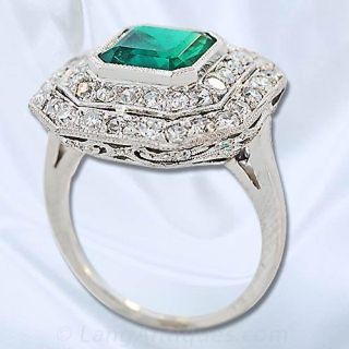 Deco Emerald and Diamond Ring