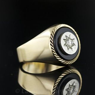 Deco Onyx and Diamond Ring