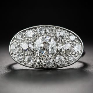 Deco Platinum Diamond Cluster Ring
