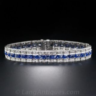 Deco Sapphire and Diamond Bracelet