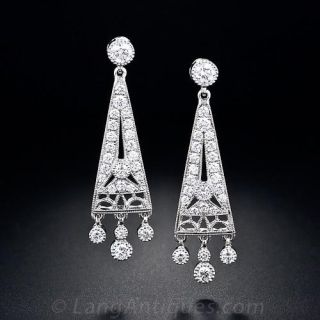 Deco Style Diamond Drop Earrings