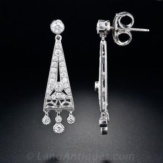Deco Style Diamond Drop Earrings