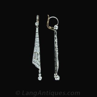 Deco Style Platinum Diamond Drop Earrings