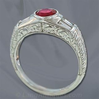 Deco Style Ruby and Diamond Ring