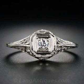 Delicate .07 Carat Diamond Filigree Ring
