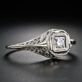 Delicate .07 Carat Diamond Filigree Ring