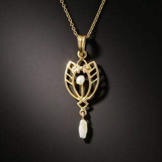 Delicate Art Nouveau Pearl Pendant - 2