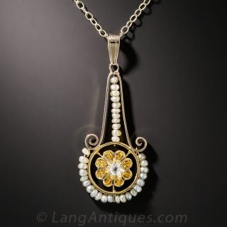 Delicate Pearl and Diamond Necklace