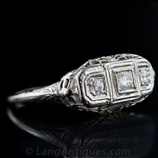 Delicate Three-Stone Diamond Ring Circa 1920