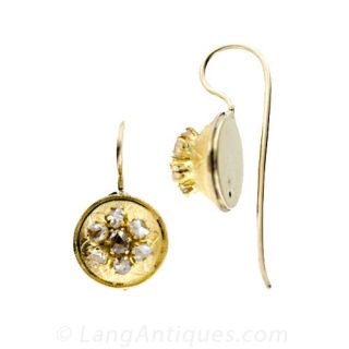 Delicate Victorian Rose Cut Diamond Drops