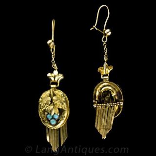 Delightlful Victorian Drop Earrings with Turquoise