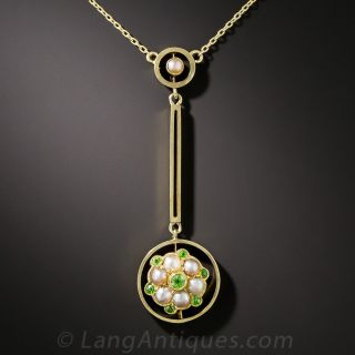 Demantoid Garnet and Pearl Pendant
