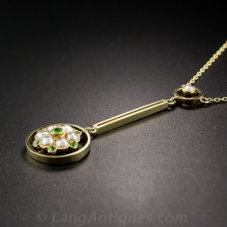 Demantoid Garnet and Pearl Pendant