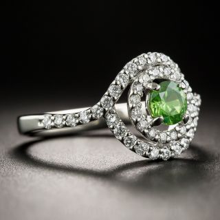 Demantoid Garnet Platinum Diamond Ring