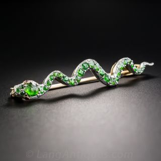 Demantoid Garnet Snake Pin - 2