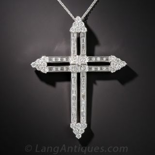Diamond 18K White Gold Cross Pendant