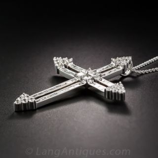 Diamond 18K White Gold Cross Pendant