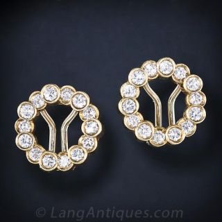 Diamond,18K Yellow Gold Circle Earrings