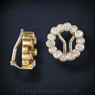 Diamond,18K Yellow Gold Circle Earrings