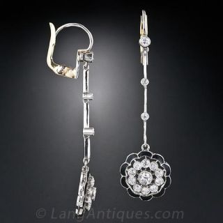 Diamond and Black Enamel Drop Earrings