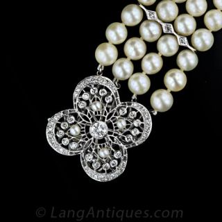 Diamond and Cultured Pearl Bracelet