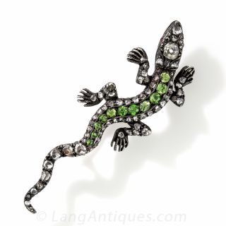 Diamond and Demantoid Salamander Brooch - 1