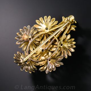 Diamond and Enamel Flower Bouquet Brooch