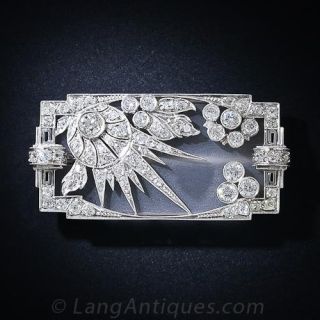 Diamond and Frosted Crystal Art Deco Brooch