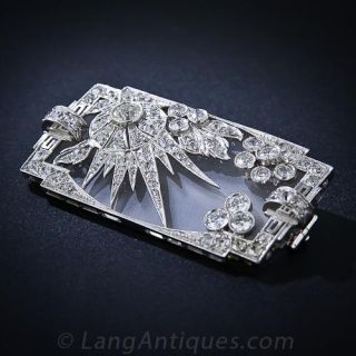 Diamond and Frosted Crystal Art Deco Brooch