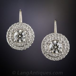 Diamond and Platinum Halo Earrings