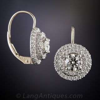 Diamond and Platinum Halo Earrings