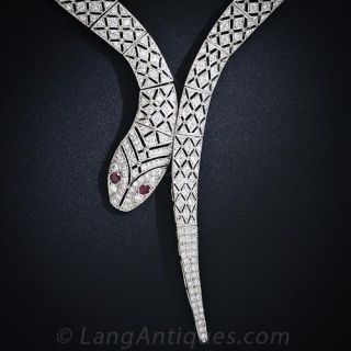 Diamond and Platinum Serpent Necklace
