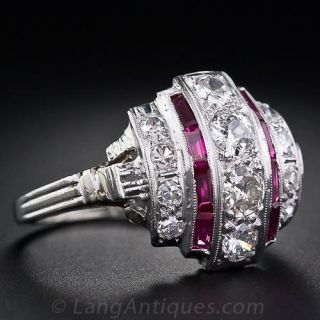 Diamond and Ruby Art Deco Dinner Ring