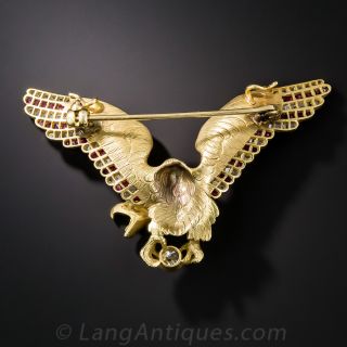 Diamond and Ruby Eagle Pin