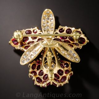 Diamond and Ruby Orchid Brooch