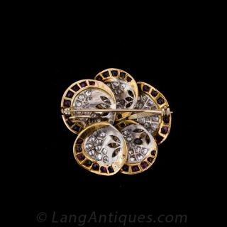 Diamond and Ruby Pansy Brooch