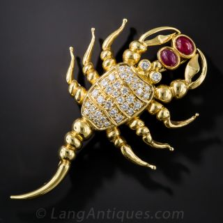 Diamond and Ruby Scorpion Pin - 1