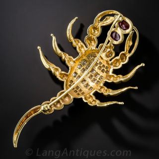Diamond and Ruby Scorpion Pin