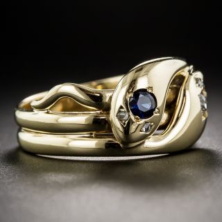Diamond and Sapphire Antique Snake Ring