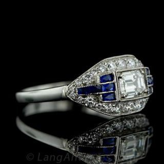 Diamond and Sapphire Art Deco Engagement Ring