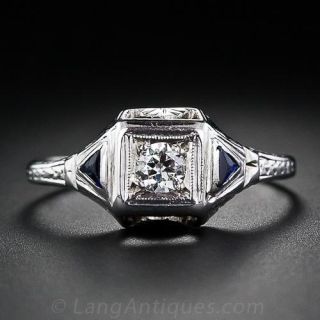 Diamond and Sapphire Art Deco  Ring