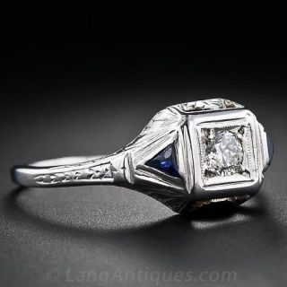 Diamond and Sapphire Art Deco  Ring
