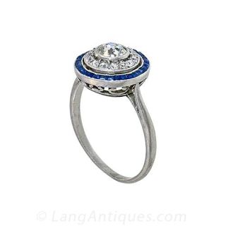 Diamond and Sapphire Art Deco Ring