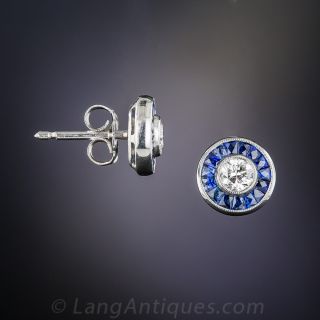 Diamond and Sapphire Art Deco Style Earrings