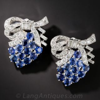 Diamond and Sapphire Double Clip Brooch