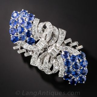 Diamond and Sapphire Double Clip Brooch