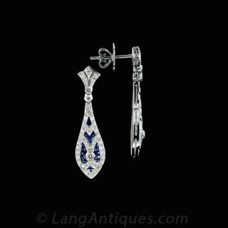 Diamond and Sapphire Edwardian Inspired Earrings